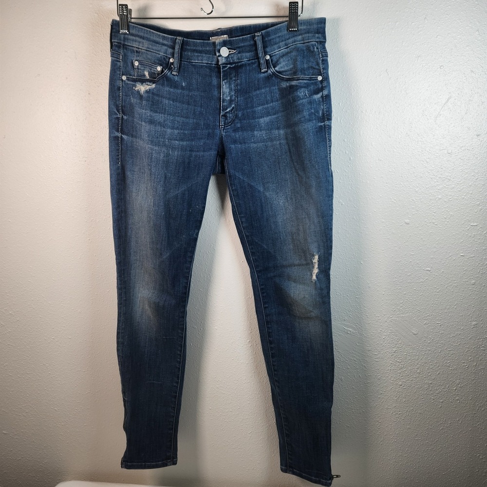 MOTHER Jeans The Looker Crop Zip Graffiti Girl Ankle Jeans Size 29 - Picture 2 of 9